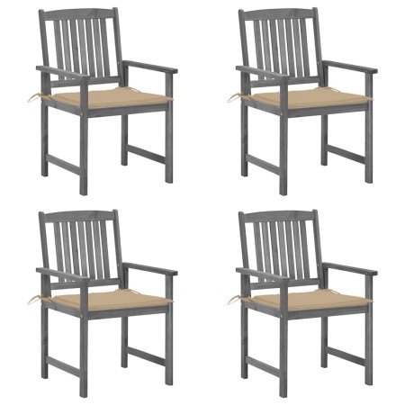 Sillas de jardín con cojines 4 uds madera maciza de acacia gris en Sillas de jardín | Comprar online en Foru.es