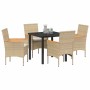 Conjunto de Comedor de Jardín 5 pcs Beige ratán sintético en Sillas de jardín | Comprar online en Foru.es