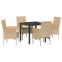 Conjunto de Comedor de Jardín 5 pcs Beige ratán sintético en Sillas de jardín | Comprar online en Foru.es