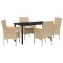 Conjunto de Comedor de Jardín 5 pcs Beige ratán sintético en Sillas de jardín | Comprar online en Foru.es
