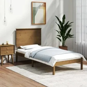 Estructura de cama madera maciza pino marrón miel 100x200 cm de vidaXL, Camas y somieres - Ref: Foro24-3104796, Precio: 114,2...