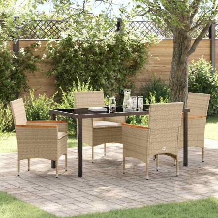 Conjunto de Comedor de Jardín 5 pcs Beige ratán sintético en Sillas de jardín | Comprar online en Foru.es