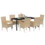 Conjunto de Comedor de Jardín 7 pcs Beige ratán sintético en Sillas de jardín | Comprar online en Foru.es