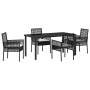 Conjunto de Comedor de Jardín con cojín 5 pcs Negro Poliratán en Sillas de jardín | Comprar online en Foru.es