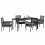 Conjunto de Comedor de Jardín con cojín 5 pcs Negro Poliratán en Sillas de jardín | Comprar online en Foru.es