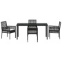 Conjunto de Comedor de Jardín con cojín 5 pcs Negro Poliratán en Sillas de jardín | Comprar online en Foru.es