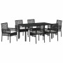 Conjunto de Comedor de Jardín con cojín 7 pcs Negro Poliratán en Sillas de jardín | Comprar online en Foru.es