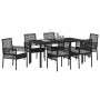 Conjunto de Comedor de Jardín con cojín 7 pcs Negro Poliratán en Sillas de jardín | Comprar online en Foru.es