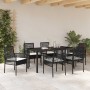 Conjunto de Comedor de Jardín con cojín 7 pcs Negro Poliratán en Sillas de jardín | Comprar online en Foru.es