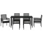 Conjunto de Comedor de Jardín con cojín 7 pcs Negro Poliratán en Sillas de jardín | Comprar online en Foru.es
