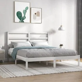 White solid pine wood bed frame 140x190 cm by vidaXL, Beds and slatted bases - Ref: Foro24-3104914, Price: 114,08 €, Discount: %