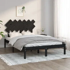 Schwarzer Doppelbettrahmen aus Massivholz, 135 x 190 cm von vidaXL, Betten und Lattenroste - Ref: Foro24-3104847, Preis: 154,...
