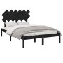 Estructura de cama doble de madera maciza negro 135x190 cm de vidaXL, Camas y somieres - Ref: Foro24-3104847, Precio: 156,30 ...