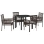 Conjunto de Comedor de Jardín con cojín 5 pcs Marrón Poliratán en Sillas de jardín | Comprar online en Foru.es