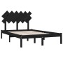 Estructura de cama doble de madera maciza negro 135x190 cm de vidaXL, Camas y somieres - Ref: Foro24-3104847, Precio: 156,30 ...