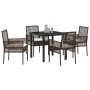 Conjunto de Comedor de Jardín con cojín 5 pcs Marrón Poliratán en Sillas de jardín | Comprar online en Foru.es