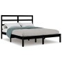Estructura de cama de madera maciza de pino negra 140x190 cm de vidaXL, Camas y somieres - Ref: Foro24-3104917, Precio: 151,8...