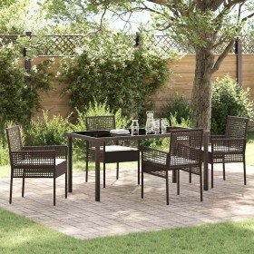 Conjunto de Comedor de Jardín con cojín 5 pcs Marrón Poliratán en Sillas de jardín | Comprar online en Foru.es