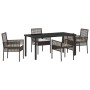 Conjunto de Comedor de Jardín con cojín 5 pcs Marrón Poliratán en Sillas de jardín | Comprar online en Foru.es
