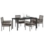 Conjunto de Comedor de Jardín con cojín 5 pcs Marrón Poliratán en Sillas de jardín | Comprar online en Foru.es