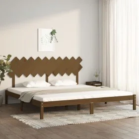 Honey brown solid pine wood bed frame 200x200 cm by vidaXL, Beds and slatted bases - Ref: Foro24-3104891, Price: 161,74 €, Di...
