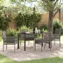 Conjunto de Comedor de Jardín con cojín 5 pcs Gris Poliratán en Sillas de jardín | Comprar online en Foru.es
