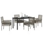 Conjunto de Comedor de Jardín con cojín 5 pcs Gris Poliratán en Sillas de jardín | Comprar online en Foru.es