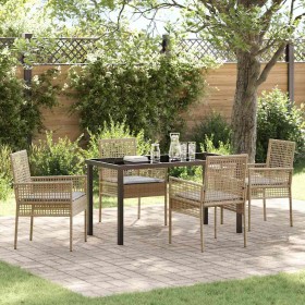 Conjunto de Comedor de Jardín 5 pcs Beige ratán sintético en Sillas de jardín | Comprar online en Foru.es