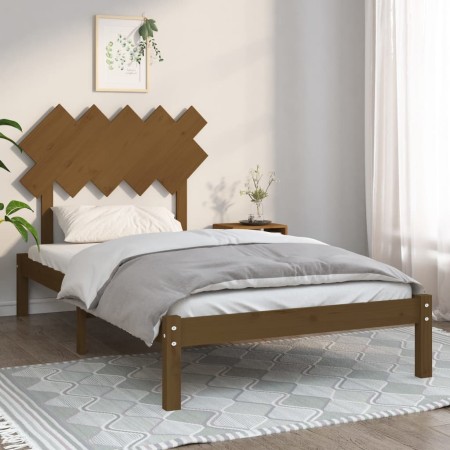 Estructura de cama de madera maciza marrón miel 100x200 cm de vidaXL, Camas y somieres - Ref: Foro24-3104861, Precio: 101,36 ...