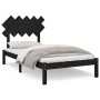 Estructura de cama de madera maciza negro 100x200 cm de vidaXL, Camas y somieres - Ref: Foro24-3104862, Precio: 119,39 €, Des...