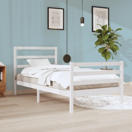 Estructura de cama madera maciza de pino blanca 90x200 cm de vidaXL, Camas y somieres - Ref: Foro24-3104992, Precio: 92,99 €,...
