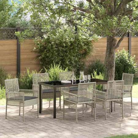 Conjunto de Comedor de Jardín 7 pcs Gris Claro Poliratán en Sillas de jardín | Comprar online en Foru.es