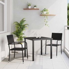 Conjunto de Comedor de Jardín 3 pcs Negro ratán sintético en Sillas de jardín | Comprar online en Foru.es
