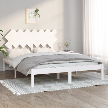 Estructura de cama de madera maciza blanco 150x200 cm de vidaXL, Camas y somieres - Ref: Foro24-3104874, Precio: 127,49 €, De...