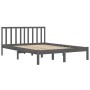 Estructura de cama de madera maciza de pino gris 200x200 cm de vidaXL, Camas y somieres - Ref: Foro24-3105093, Precio: 159,70...