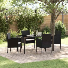 Conjunto de Comedor de Jardín con cojín 5 pcs Negro Poliratán en Sillas de jardín | Comprar online en Foru.es