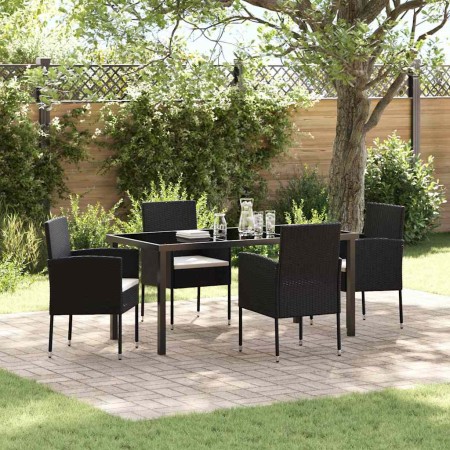 Conjunto de Comedor de Jardín con cojín 5 pcs Negro Poliratán en Sillas de jardín | Comprar online en Foru.es