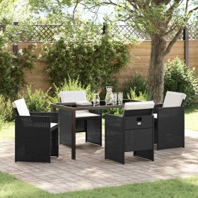 Conjunto de Comedor de Jardín con cojín 5 pcs Negro Poliratán en Sillas de jardín | Comprar online en Foru.es