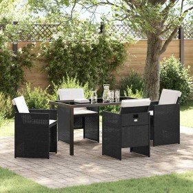 Conjunto de Comedor de Jardín con cojín 5 pcs Negro Poliratán en Sillas de jardín | Comprar online en Foru.es
