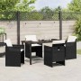 Conjunto de Comedor de Jardín con cojín 5 pcs Negro Poliratán en Sillas de jardín | Comprar online en Foru.es