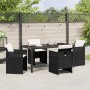 Conjunto de Comedor de Jardín con cojín 5 pcs Negro Poliratán en Sillas de jardín | Comprar online en Foru.es