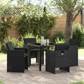 Conjunto de Comedor de Jardín con cojín 5 pcs Negro Poliratán en Sillas de jardín | Comprar online en Foru.es