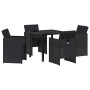 Conjunto de Comedor de Jardín con cojín 5 pcs Negro Poliratán en Sillas de jardín | Comprar online en Foru.es