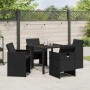 Conjunto de Comedor de Jardín con cojín 5 pcs Negro Poliratán en Sillas de jardín | Comprar online en Foru.es