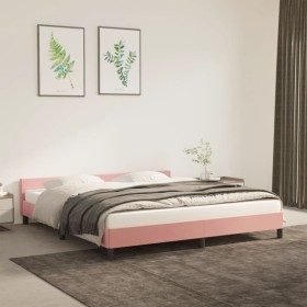 Estructura de cama con cabecero de terciopelo rosa 180x200 cm de vidaXL, Camas y somieres - Ref: Foro24-347590, Precio: 112,7...