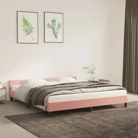 Pink velvet bed frame with headboard 180x200 cm by vidaXL, Beds and slatted bases - Ref: Foro24-347590, Price: 110,90 €, Disc...