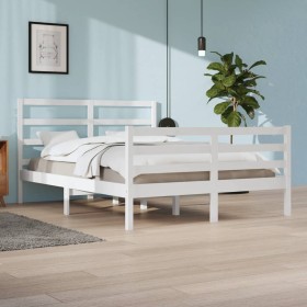Estructura de cama de madera maciza de pino blanca 160x200 cm de vidaXL, Camas y somieres - Ref: Foro24-3105017, Precio: 135,...