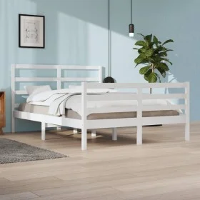 Solid white pine wood bed frame 160x200 cm by vidaXL, Beds and slatted bases - Ref: Foro24-3105017, Price: 133,71 €, Discount: %