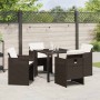 Conjunto de Comedor de Jardín con cojín 5 pcs Marrón Poliratán en Sillas de jardín | Comprar online en Foru.es
