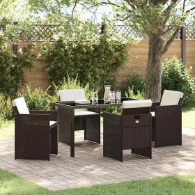 Conjunto de Comedor de Jardín 5 pcs Marrón ratán sintético en Sillas de jardín | Comprar online en Foru.es